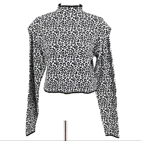 Culpos X INC Black White Leopard Print Sweater - Picture 2 of 9